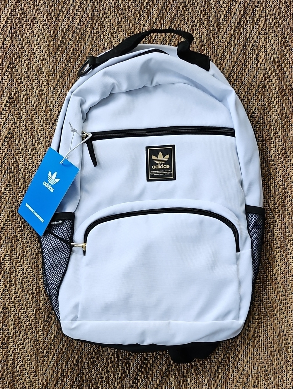 adidas White and Black Men's Backpack with Front Pockets